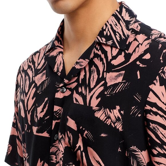 Hugo Boss Men's Ellino Abstract Floral SS Camp Shirt Resortwear Straight Fit Red - Picture 2 of 6